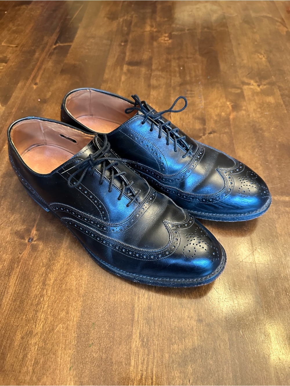 Allen Edmonds Black Leather Wingtip Oxford Dress Shoes Size 11D